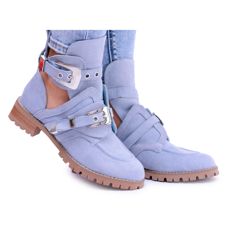 Lu Boo Bottines Découpées En Daim Bleu Rock Girl