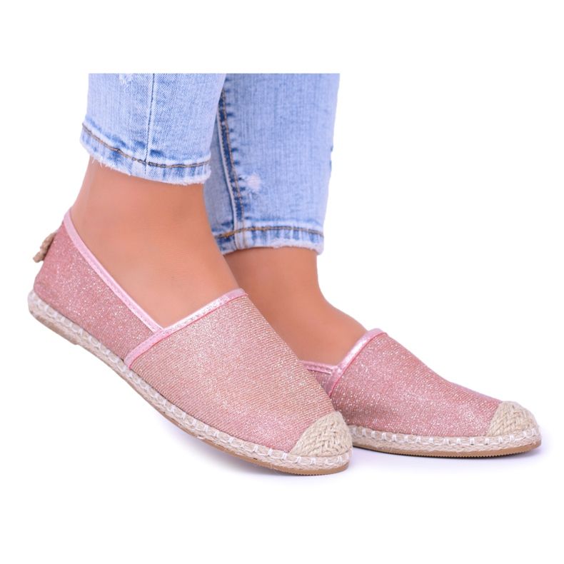 Lu Boo Espadrilles Femme Slip On Glitter Or rose Miravet Lu Boo Espadrilles Femme Slip On Glitter Or rose Miravet