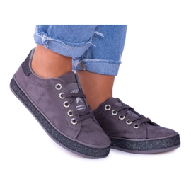 Mckeylor Baskets Femme En Daim Gris Paillettes Kaylor