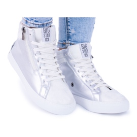 Baskets hautes argentées Big Star pour femmes BB274727 blanc gris