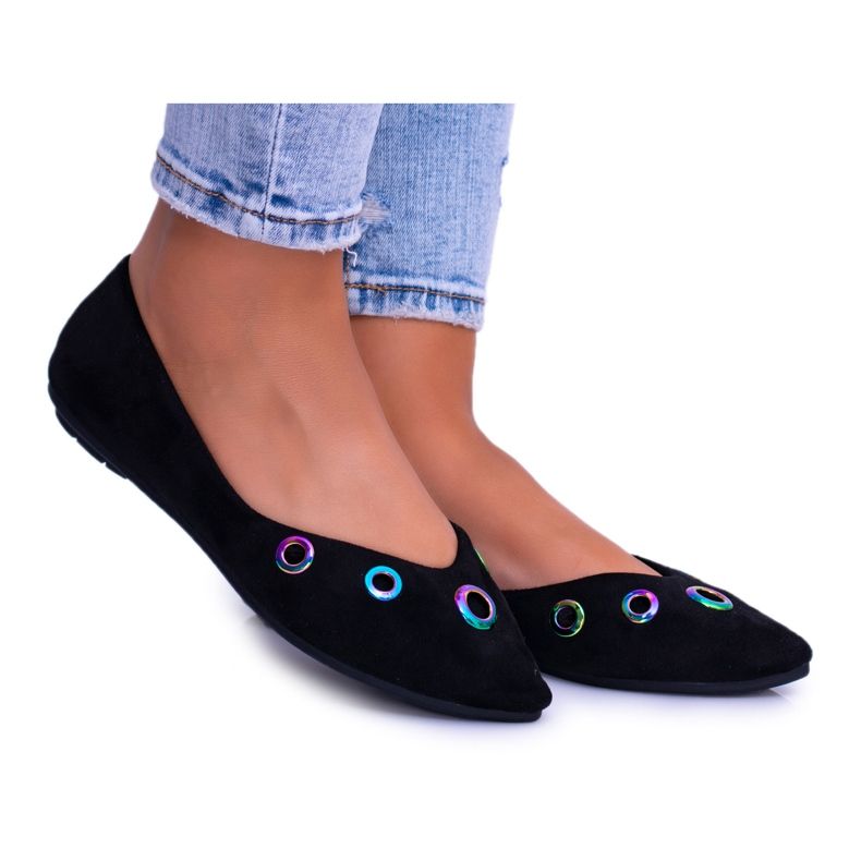 Lu Boo Ballerine Noire En Spitz Oeillets Essence Octavia le noir