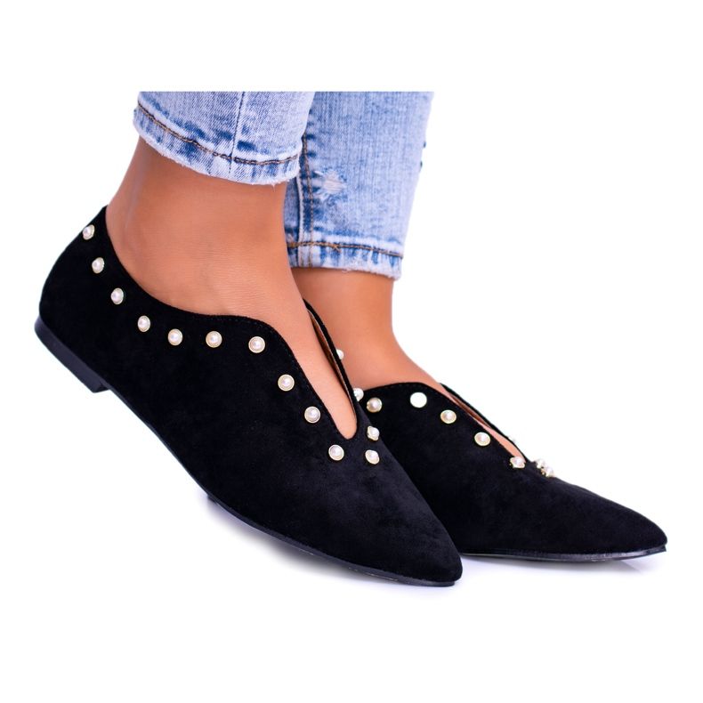 Lu Boo Chaussures Noires Avec Découpes Perles Merseo le noir