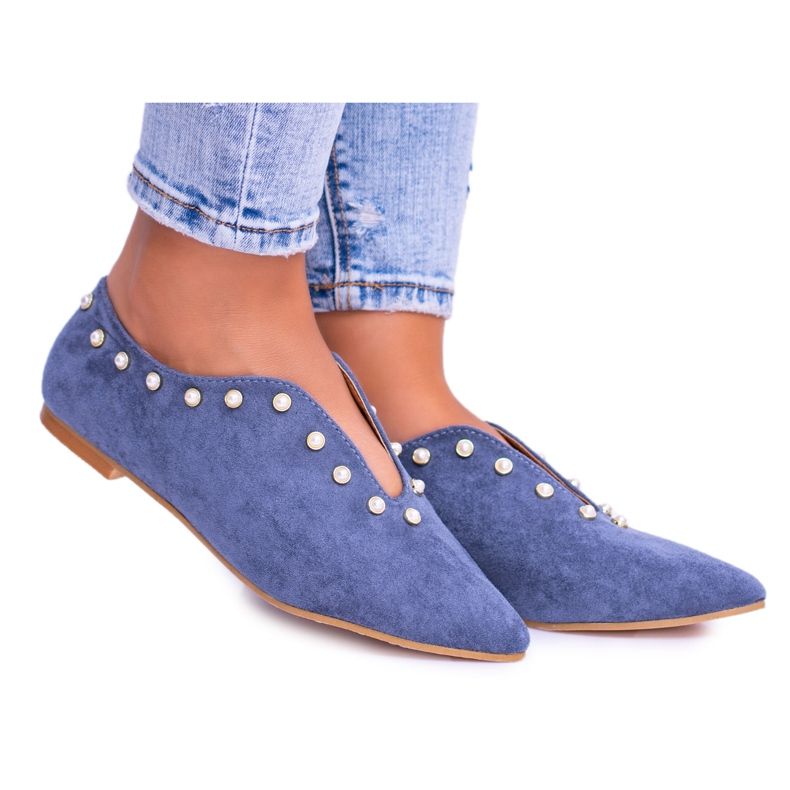 Lu Boo Chaussures Bleues Avec Découpes Perles Merseo Lu Boo Chaussures Bleues Avec Découpes Perles Merseo