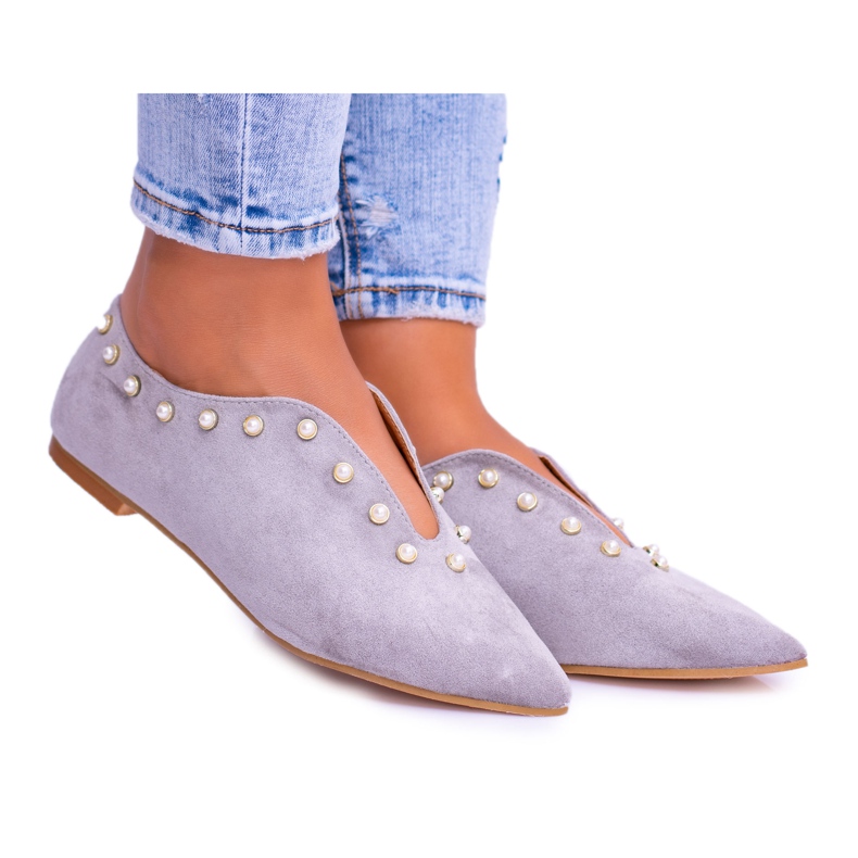 Lu Boo Chaussures Grises Avec Découpes Perles Merseo
