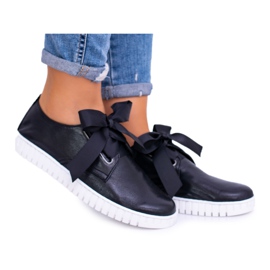 Butmil Baskets à boucle en cuir noir pour femmes le noir