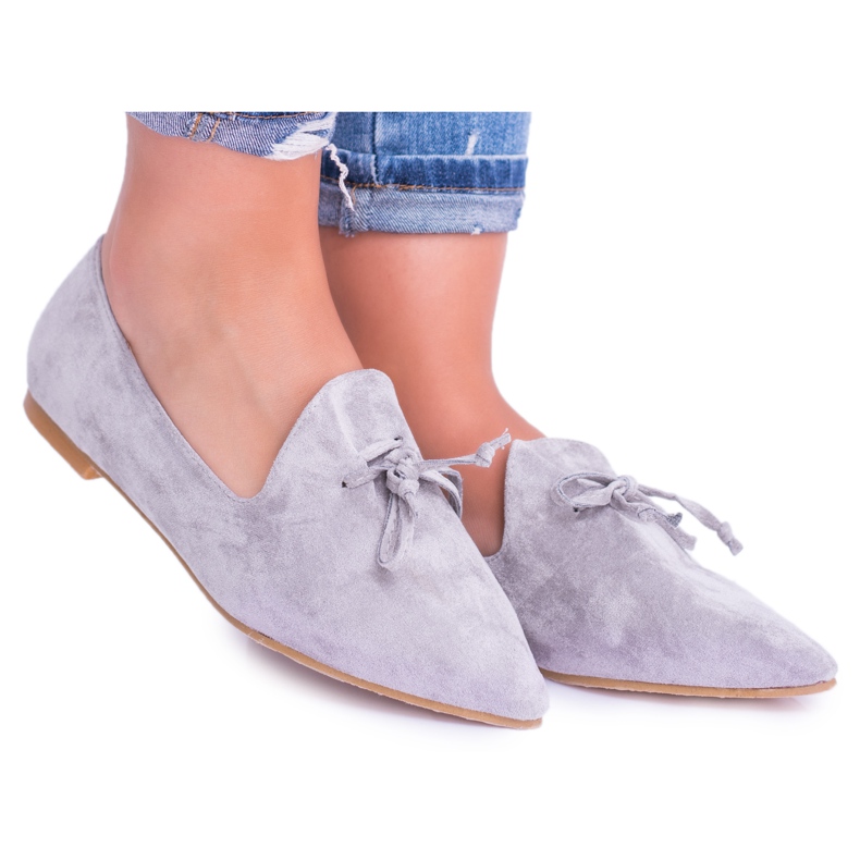 Lu Boo Gris Ballerines En Daim Lords Spitz Feliciano