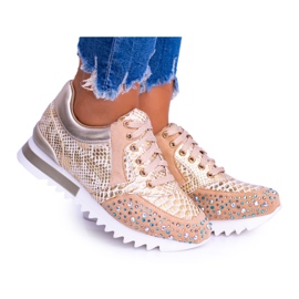 Chaussures de sport pour femmes dorées à paillettes Lu Boo Infinitiale