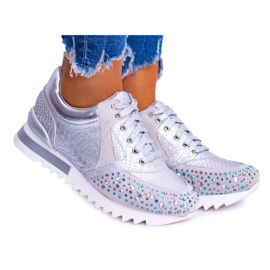 Chaussures de sport pour femmes argentées à paillettes Lu Boo Infinitiale gris