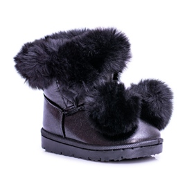 FRROCK Bottes de neige noires réchauffées pour enfants Roofy
