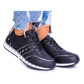 EVE Chaussures Sport Femme à Clous Légers Noir Meriva