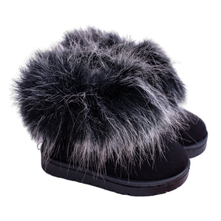 FRROCK Bottes De Neige Enfant Avec Fourrure Noir Petit Renard le noir