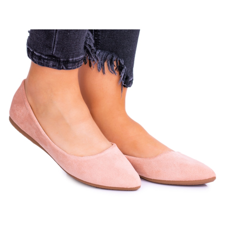 PS1 Ballerines Femme Rose Daim Dermeno