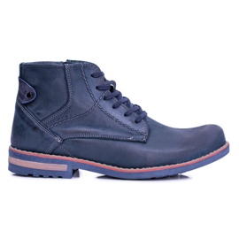 Bottes en cuir pour hommes avec fermeture éclair Komodo 731 bleu marine