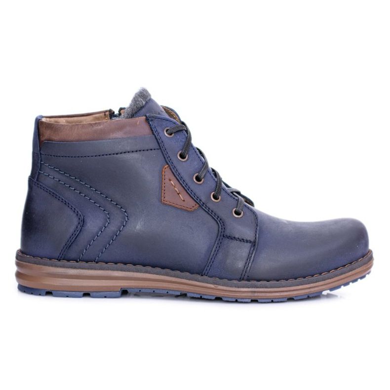 Polbut Bottines Homme Cuir Bleu Marine Chaussures Chaudes Verno