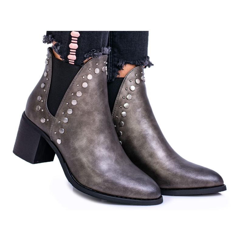 FRERY Bottines femme Jodhpur boots Rivets Savage gris FRERY Bottines femme Jodhpur boots Rivets Savage gris