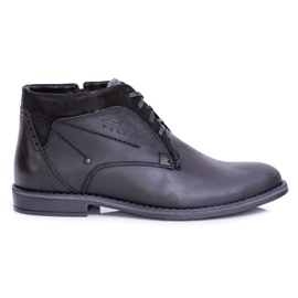Polbut Bottes pour hommes, cuir réchauffé avec fourrure, Black Lotta noir