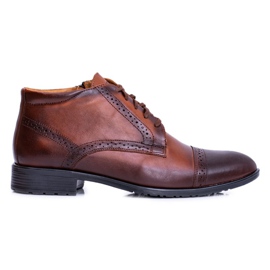 Joker Bottes chaudes pour hommes Bottes en cuir polonais Cognac Columbs brun