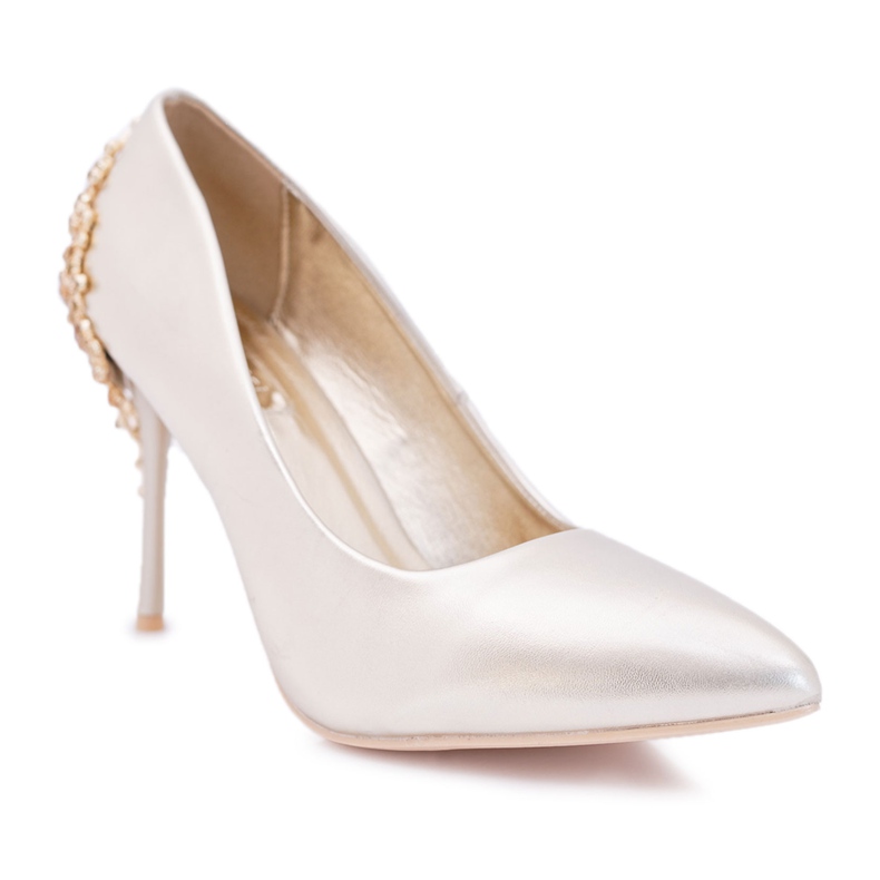 FB1 Escarpins dorés pour femmes avec décoration Larento d'or