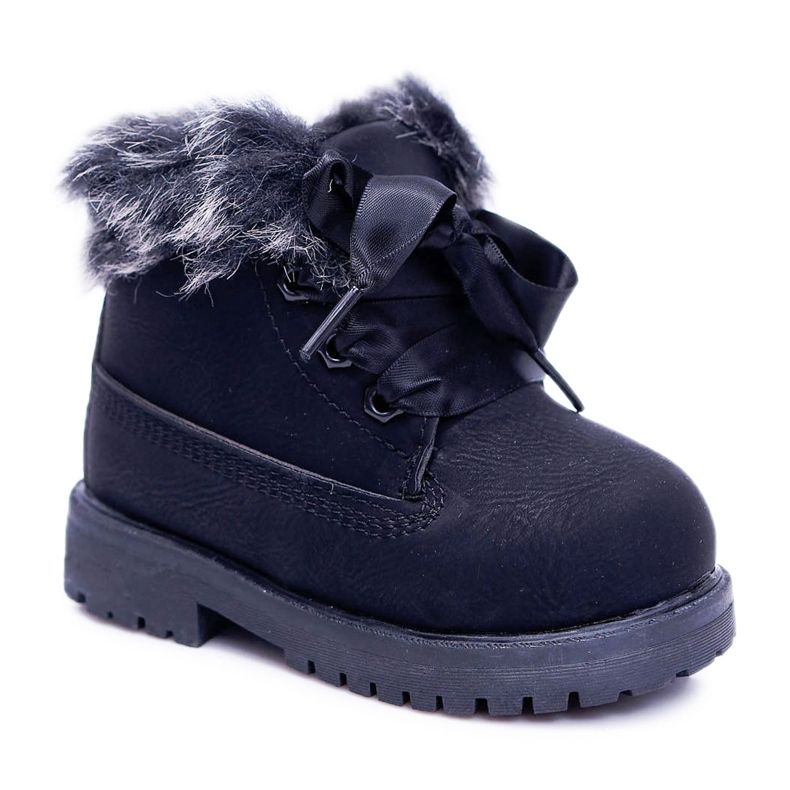 FRROCK Bottes chaudes noires pour enfants Fobos le noir