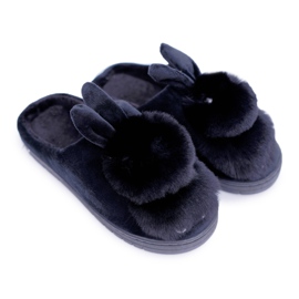 Pantoufles Classiques Pour Femmes Avec Un Lapin Howi Noir