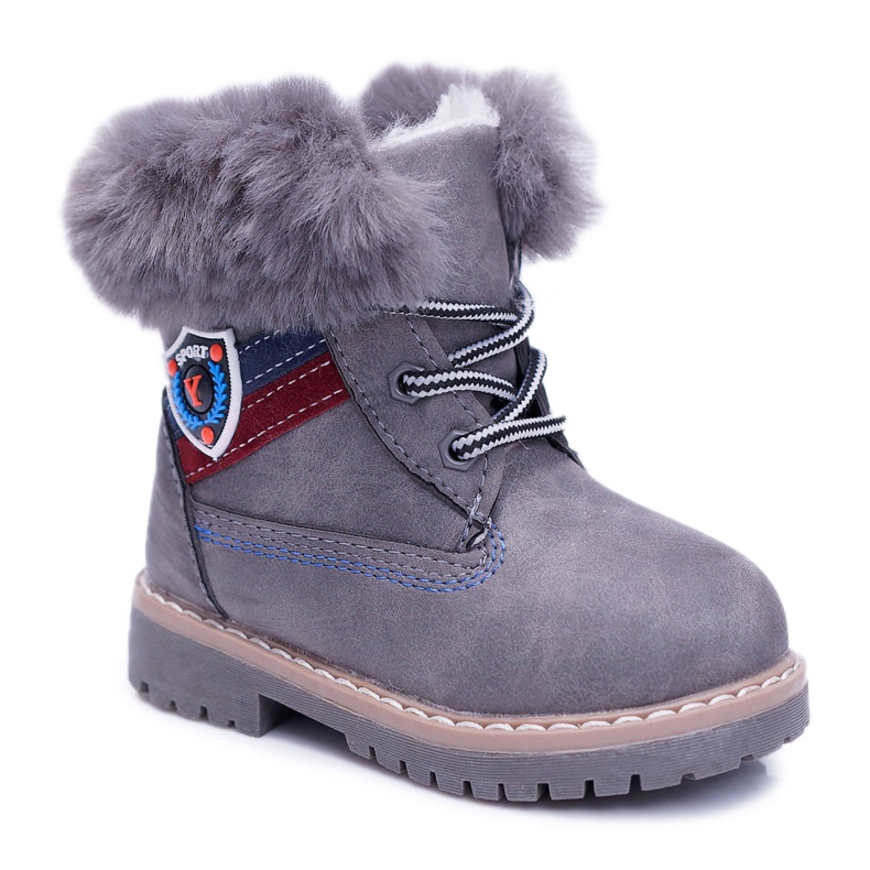 Bottes Enfant Garçon Fourrure Warm Trappers Gris Cobi