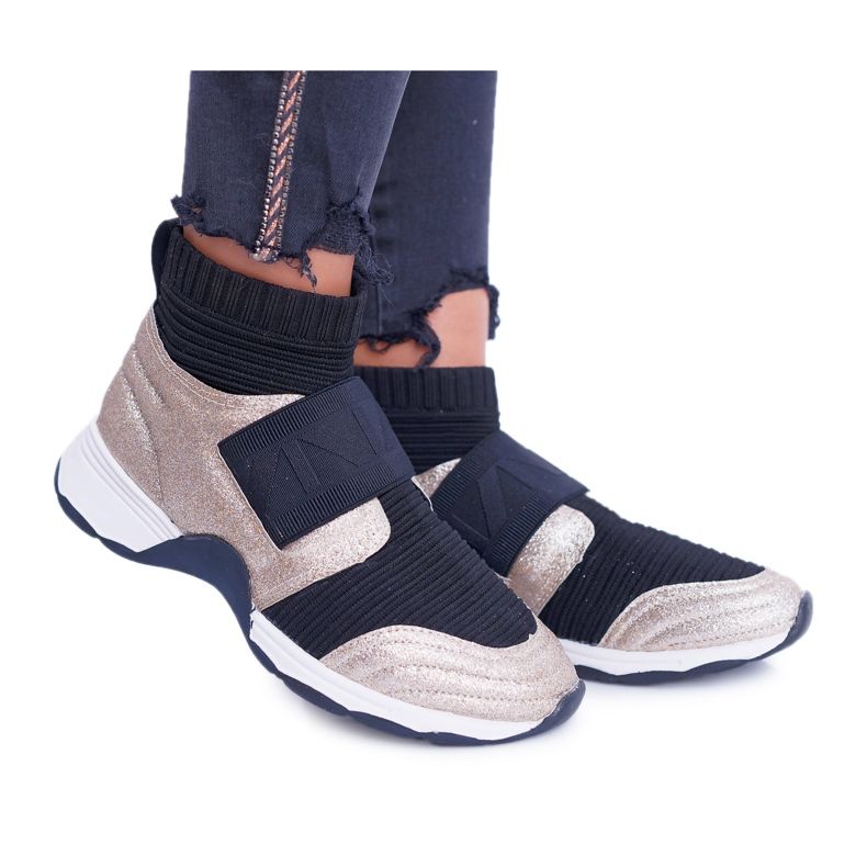 Chaussures de sport pour femmes Lu Boo avec une chaussette Gold Glitter Phantom le noir multicolore jaune