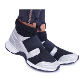 Chaussures De Sport Femme Lu Boo Avec Chaussette Silver Glitter Phantom noir gris multicolore