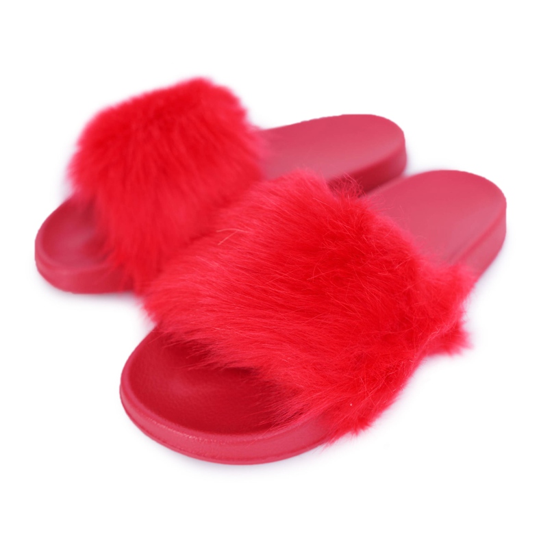 Chaussons Femme Avec Fourrure Fourrure Rouge