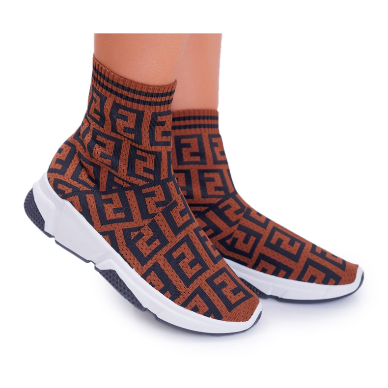 Chaussures De Sport Pour Femmes Chaussette Haute Marron Presse brun Chaussures De Sport Pour Femmes Chaussette Haute Marron Presse brun