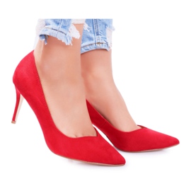 FB1 Escarpins Femme En Daim En Spitz Rouge Crème