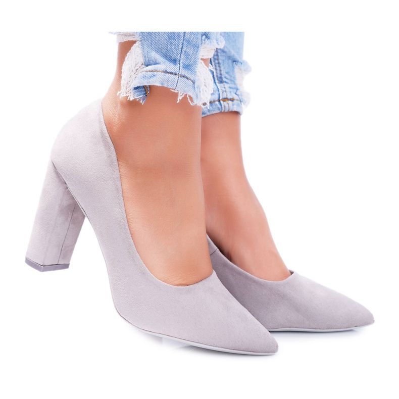 SEA Escarpins Femme À Talons En Daim Gris Fraise