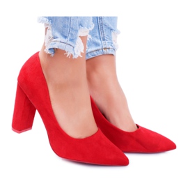 SEA Escarpins Pour Femmes À Talons En Daim Rouge Fraise