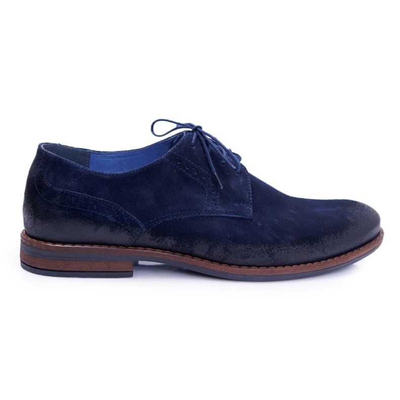 Chaussures Richelieu Homme En Cuir Décontracté Nikopol Bleu Marine Lajos