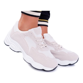 NFR Chaussures Sport Femme Daim Beige et Blanc Lollipop brun