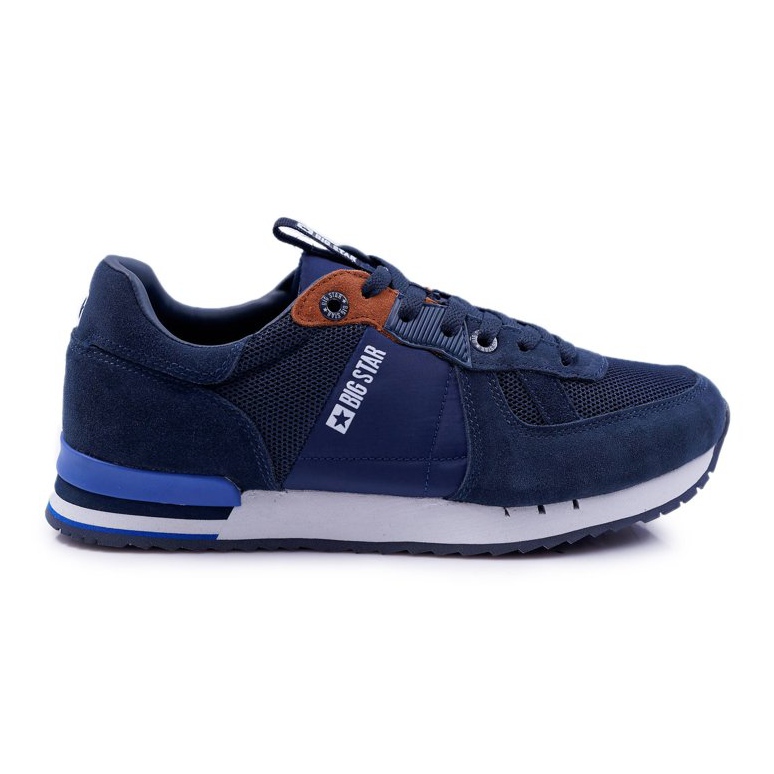 Chaussures De Sport Pour Hommes Big Star Suede Cuir Bleu Marine DD174321
