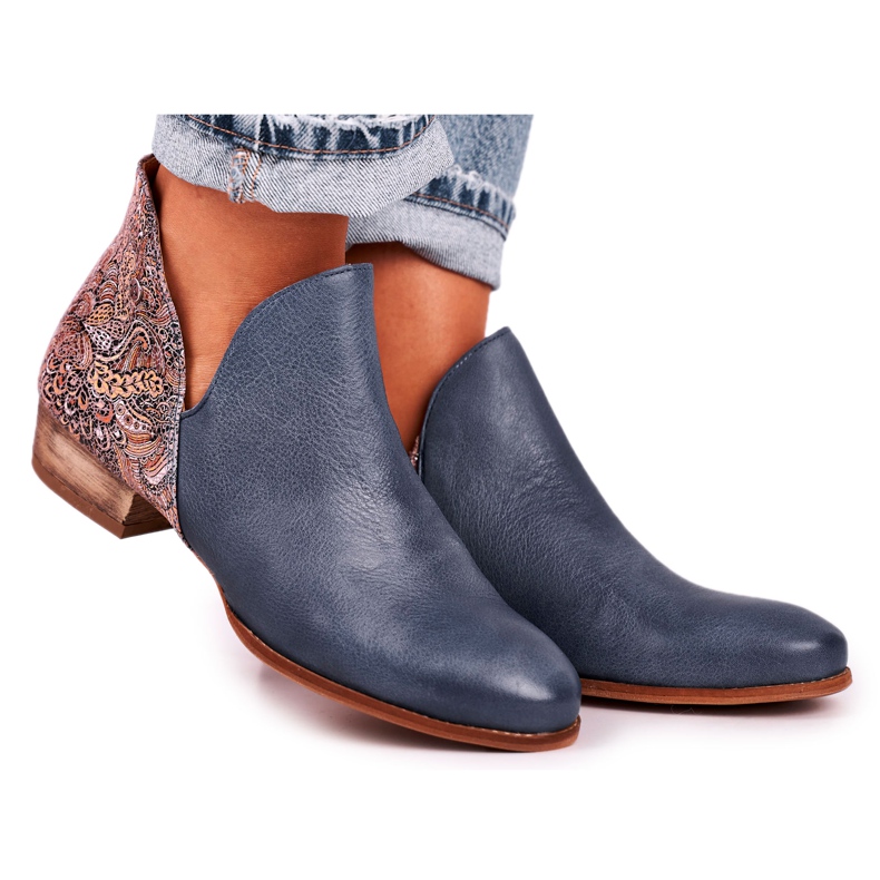 Bottines Plates Femme Maciejka Spring Cuir Bleu Marine 04091-27