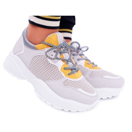 NFR Chaussures de sport pour femmes à semelle haute jaune Chillout gris multicolore