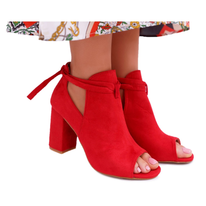 Vinceza Bottines rouges sandales sur une barre à bouts ouverts gris
