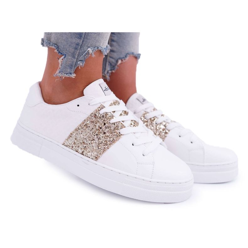 FRANA Chaussures De Sport Femme Or Glitter Blanc Campare blanche
