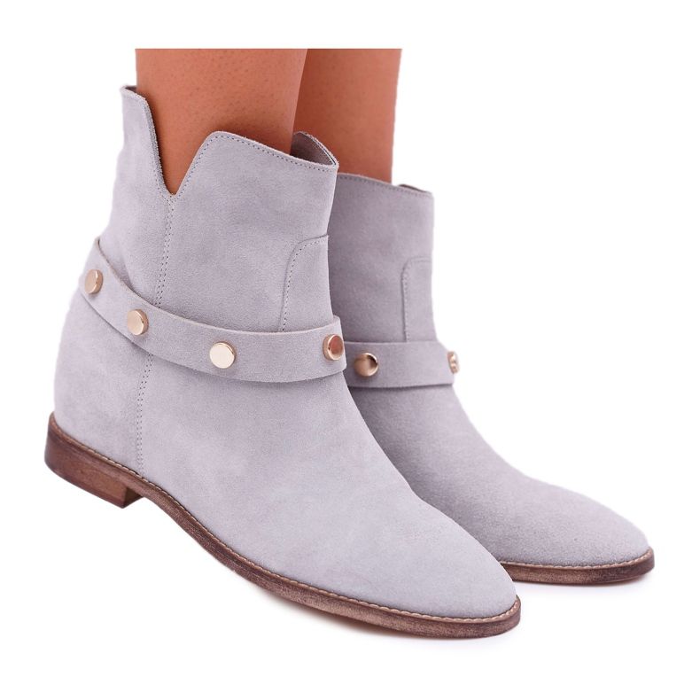 Bottines Femme Laura Messi 1890 Cuir Daim Gris Darmah
