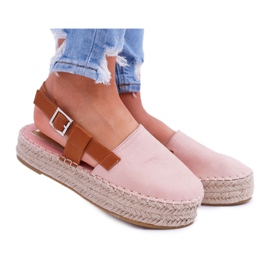 NFR Espadrilles Femme En Daim Sur La Plateforme Rose Parteno