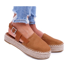 NFR Espadrilles En Daim Femme Sur La Plateforme Camel Parteno brun