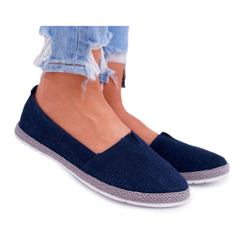S.Barski Espadrilles Femme Cuir Daim Bleu Marine Bimbo