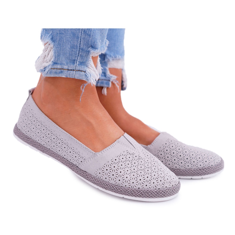 S.Barski Espadrilles Femme Cuir Daim Gris Bimbo