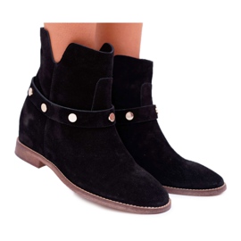 Bottines Femme Laura Messi 1890 Cuir Daim Noir Darmah le noir