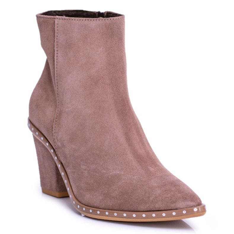 Deoni Boots Cuir Femme Beige Sonoma