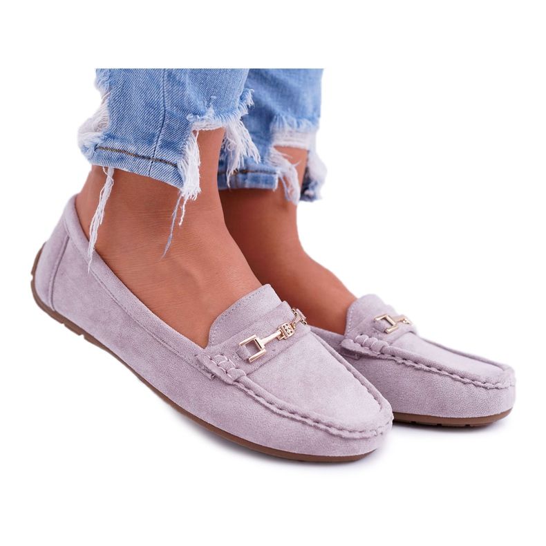 CON Mocassins Femme Léger Eco-suède Lila Rose Think