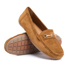 CON Mocassins Femme Léger Eco-suède Camel Think brun