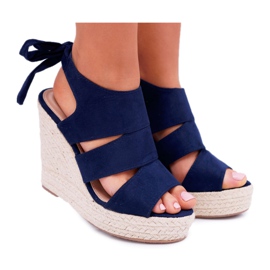 BUGO Sandales compensées pour femmes Yenga Wedge bleu marine