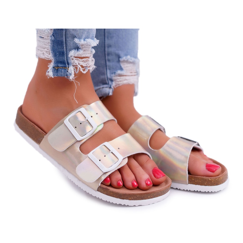 Pantoufles dorées pour femmes Big Star DD274135 d'or